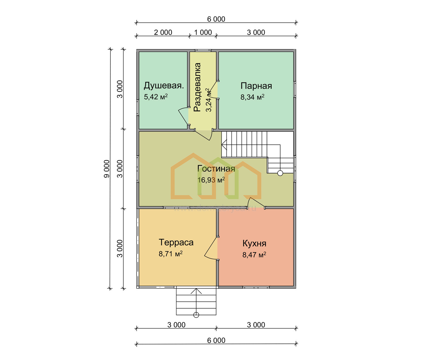 Баня из бруса с мансардой Сатурн - 2 6x9 Площадь: 94.5 м² с балконом под  ключ в Солнечногорске